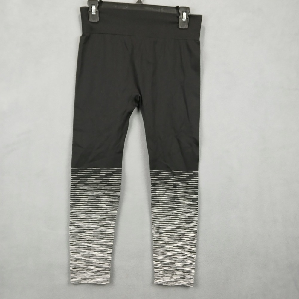 Yelete Athletic Pants Womens Medium Black Stretch Ombre Stripes Yoga Workout